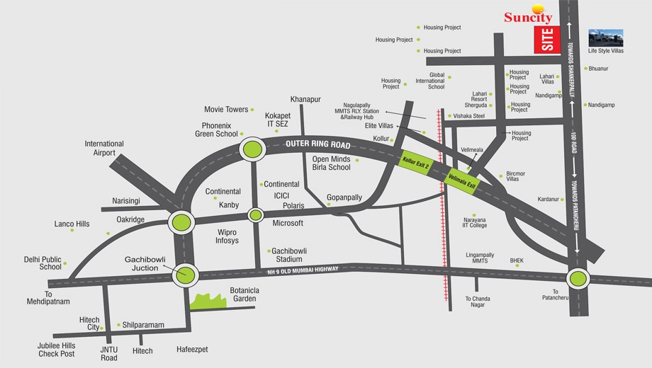 Location of Sunrise Suncity in Bhanur, Hyderabad - Image 388666