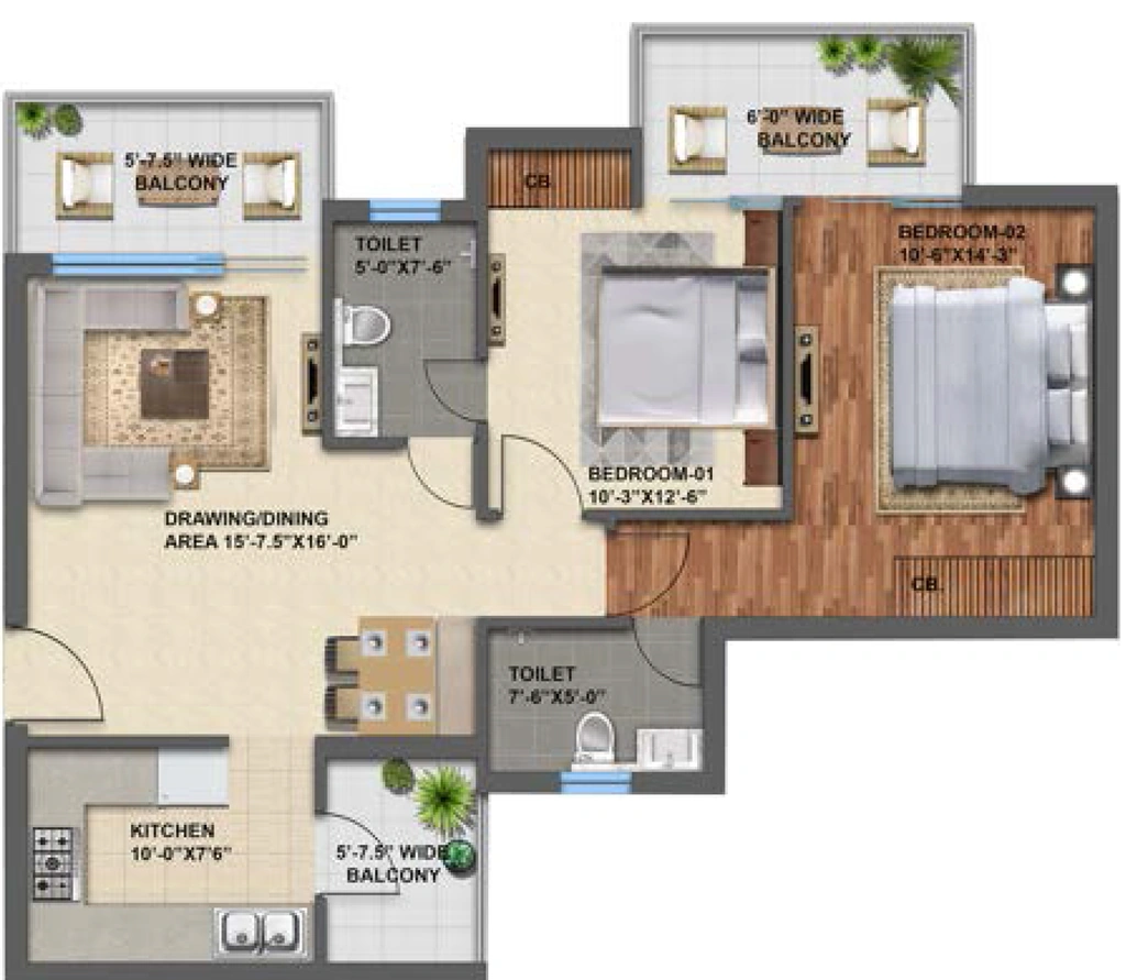 2 BHK Flat in Khetan Swiss Gardens in Mohali, Chandigarh - Image 911736