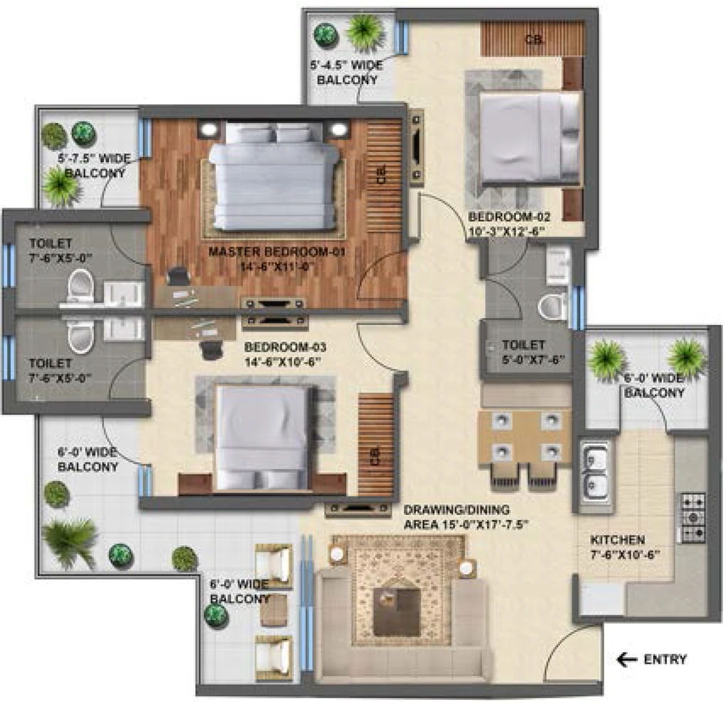 3 BHK Flat in Khetan Swiss Gardens in Mohali, Chandigarh - Image 911737