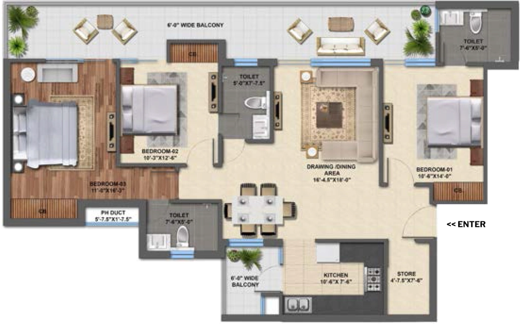 3 BHK Flat in Khetan Swiss Gardens in Mohali, Chandigarh - Image 911738