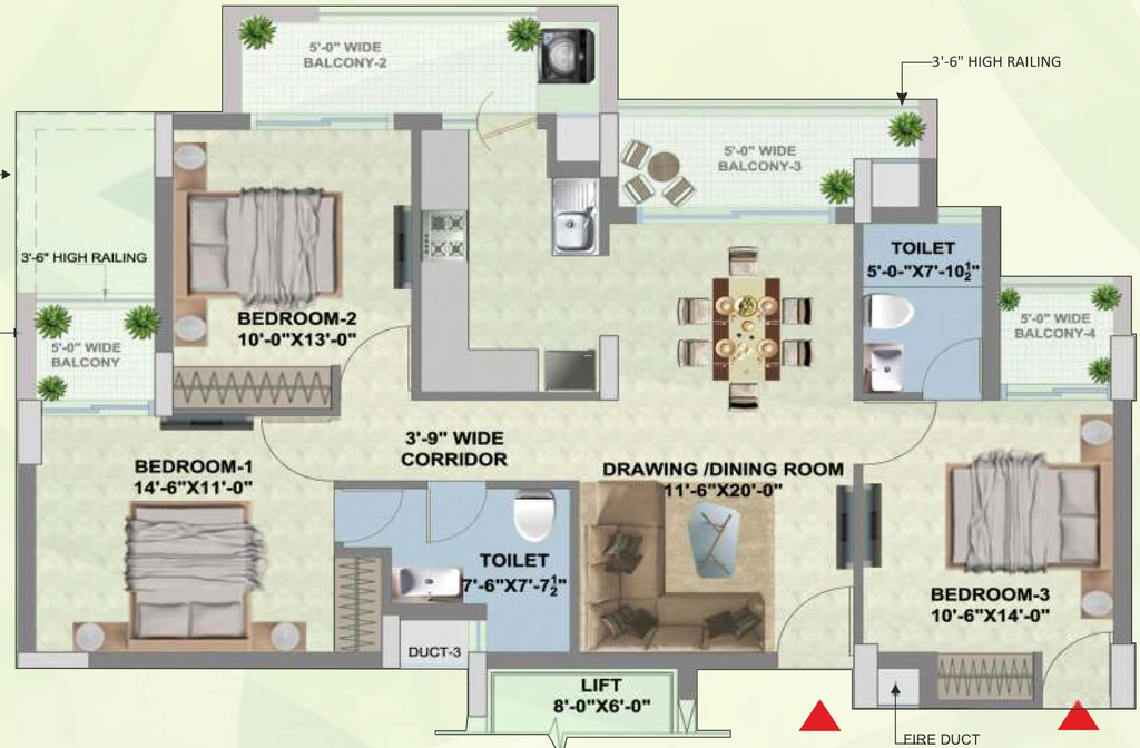 3 BHK Flat in Leela Orchid Greens in Mohali, Chandigarh - Image 911740