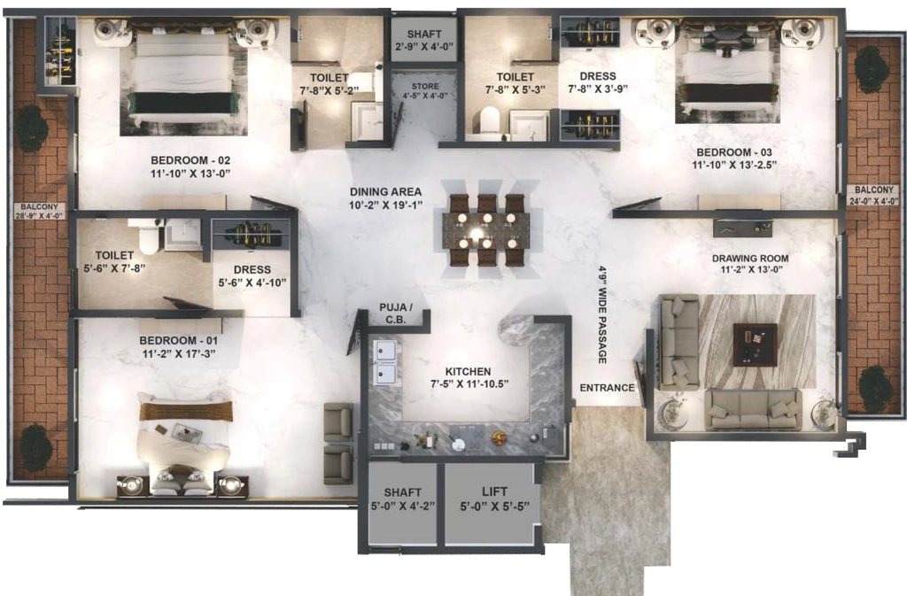 3 BHK Flat in Noble Willasa in Mohali, Chandigarh - Image 911753