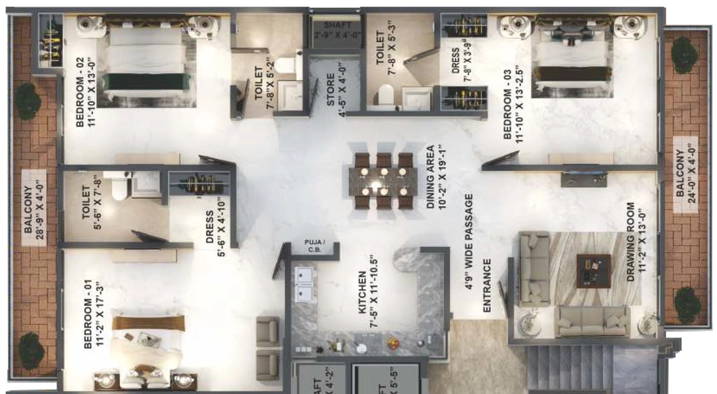 3 BHK Flat in Noble Willasa in Mohali, Chandigarh - Image 911754