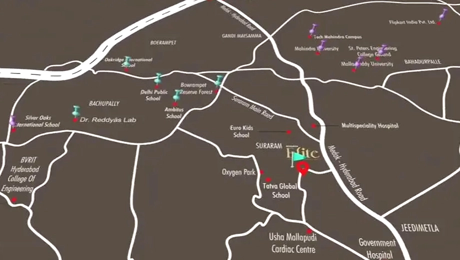 Location of Adasada Elite Homes in Gajulramaram, Hyderabad - Image 389057