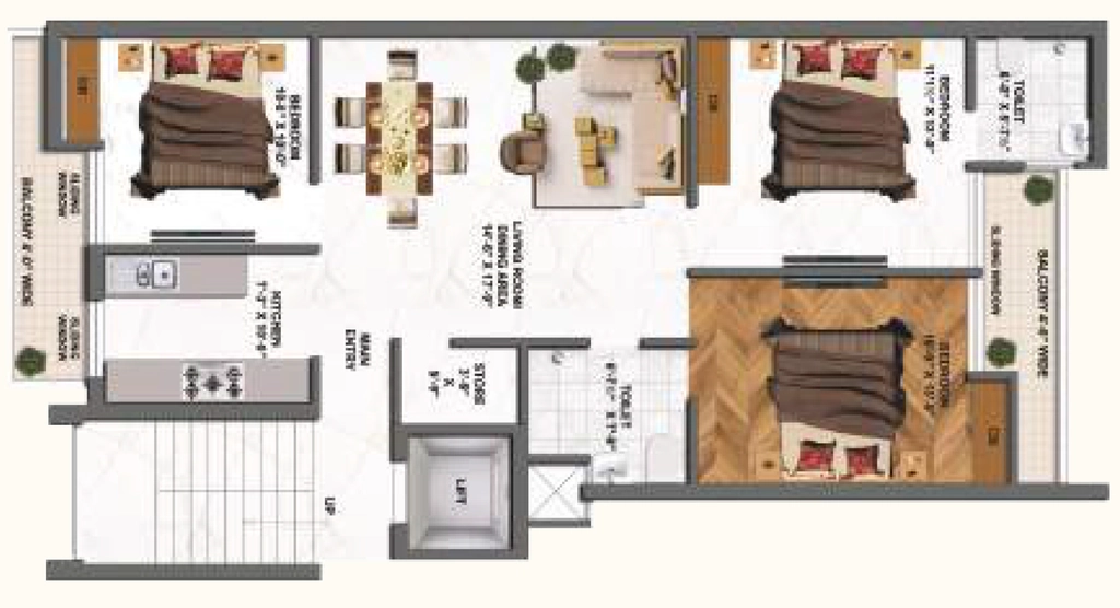 3 BHK Flat in Shiva Motia Aero Greens in Mohali, Chandigarh - Image 911769