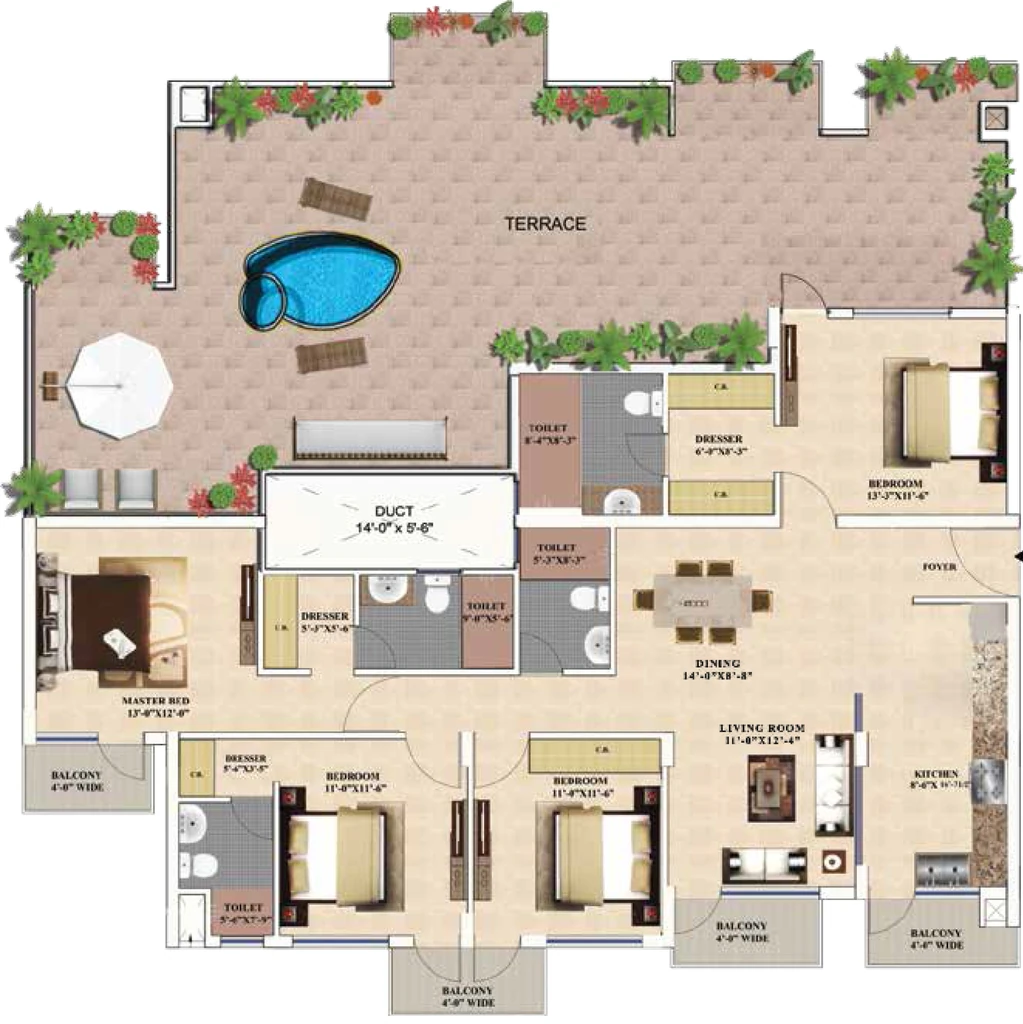 4 BHK Flat in TDI Wellington Heights in Mohali, Chandigarh - Image 911774