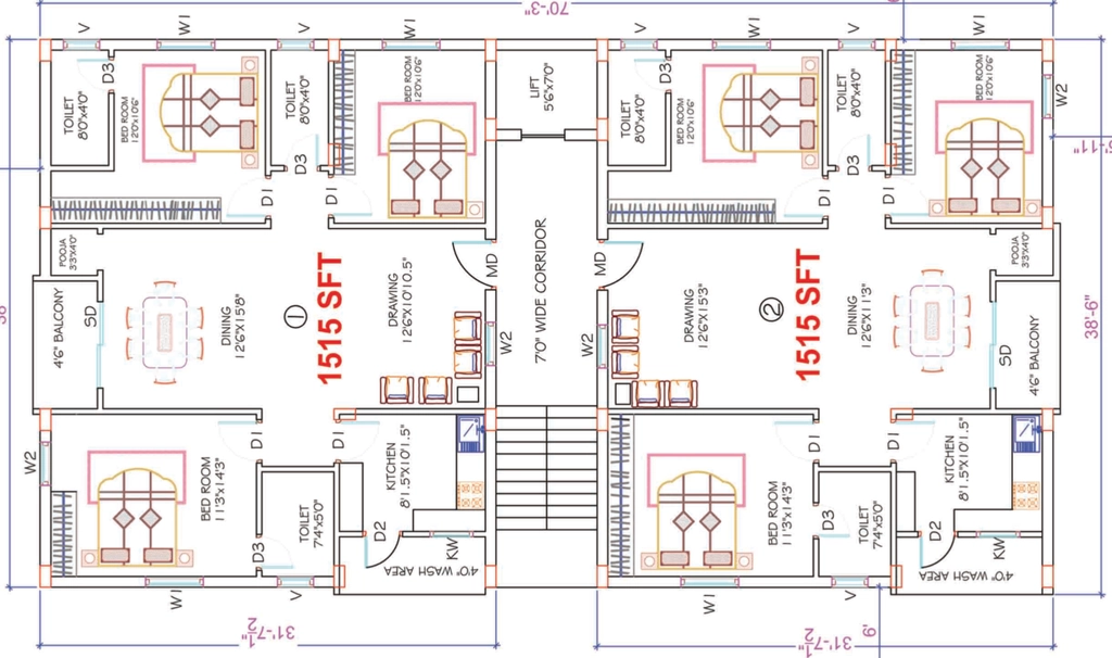 Floor Plan of Avantika Bharani in Gajulramaram, Hyderabad - Image 389072