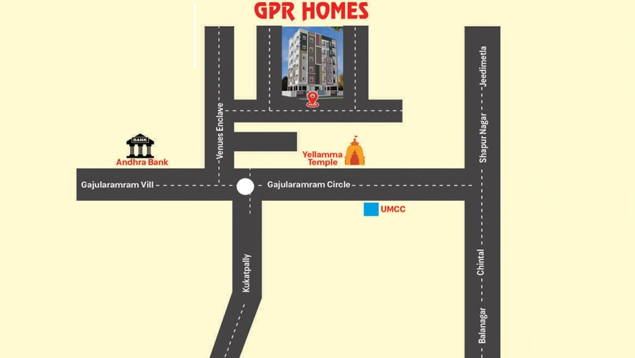 Location of GPR Homes in Gajulramaram, Hyderabad - Image 389084