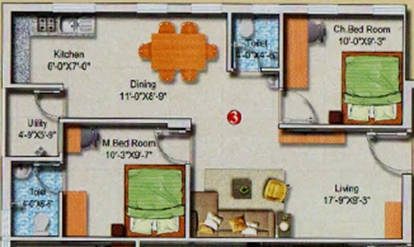 2 BHK Flat in K T Towers in Chandanagar, Hyderabad - Image 911986