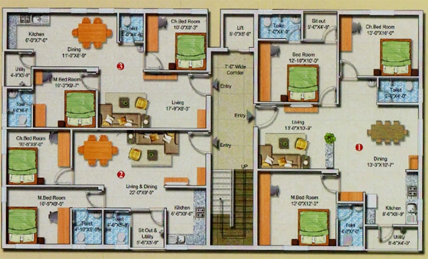 Floor Plan of K T Towers in Chandanagar, Hyderabad - Image 389091