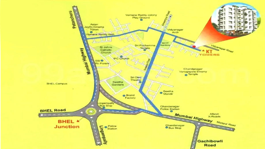 Location of K T Towers - Image 389092