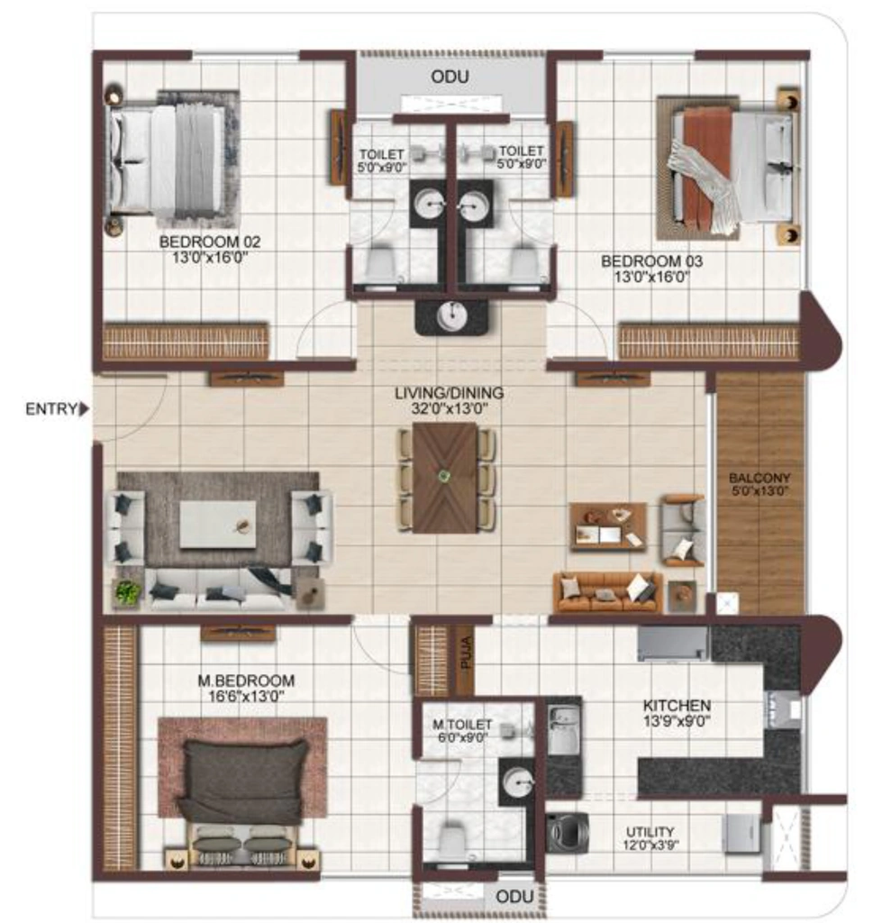 3 BHK Flat in Casagrand Mandarin in Miyapur, Hyderabad - Image 912869