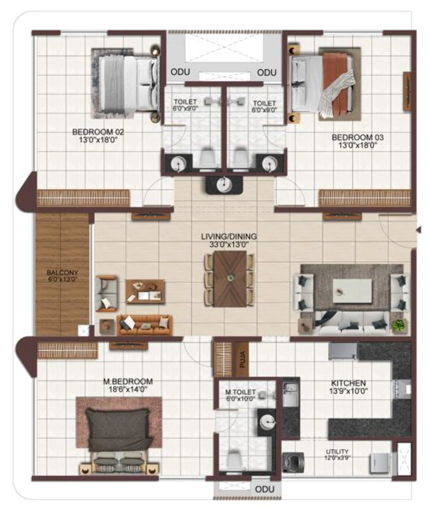 3 BHK Flat in Casagrand Mandarin in Miyapur, Hyderabad - Image 912870