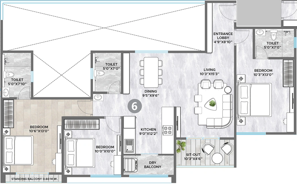 3 BHK Flat in Dynamic Solitaire in Undri, Pune - Image 911943