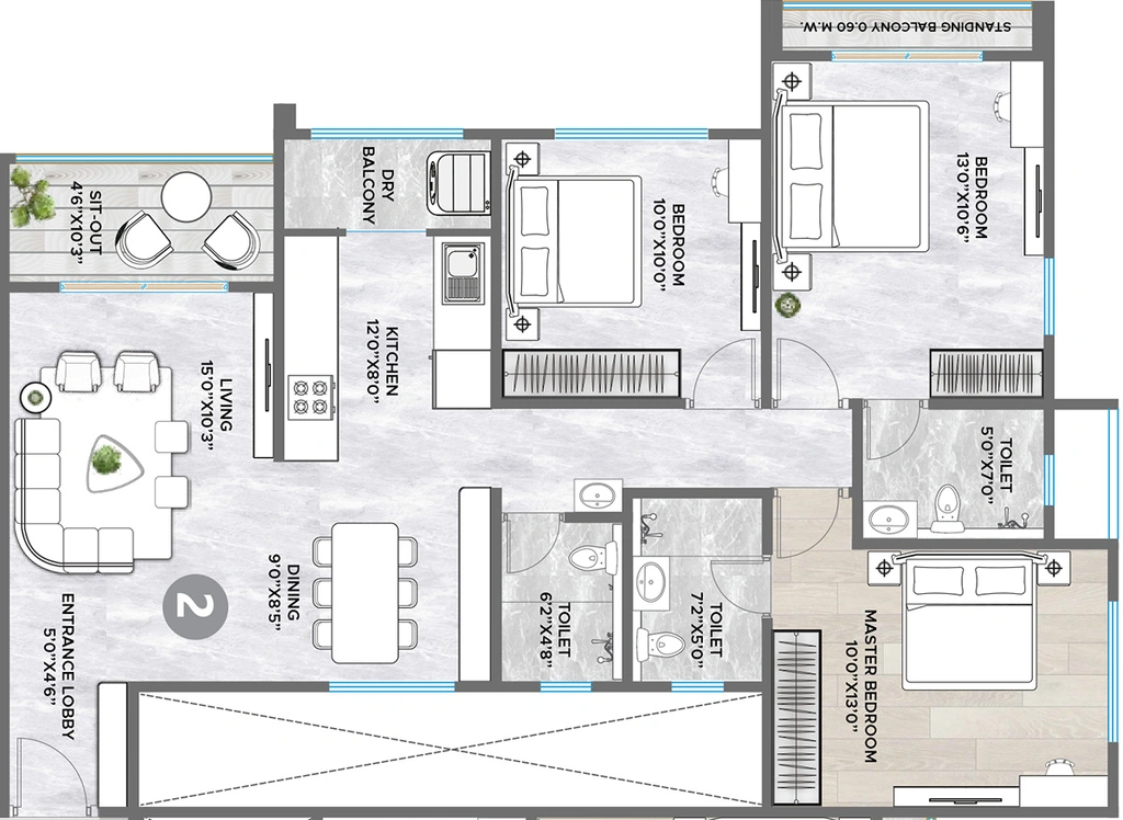 3 BHK Flat in Dynamic Solitaire in Undri, Pune - Image 911941