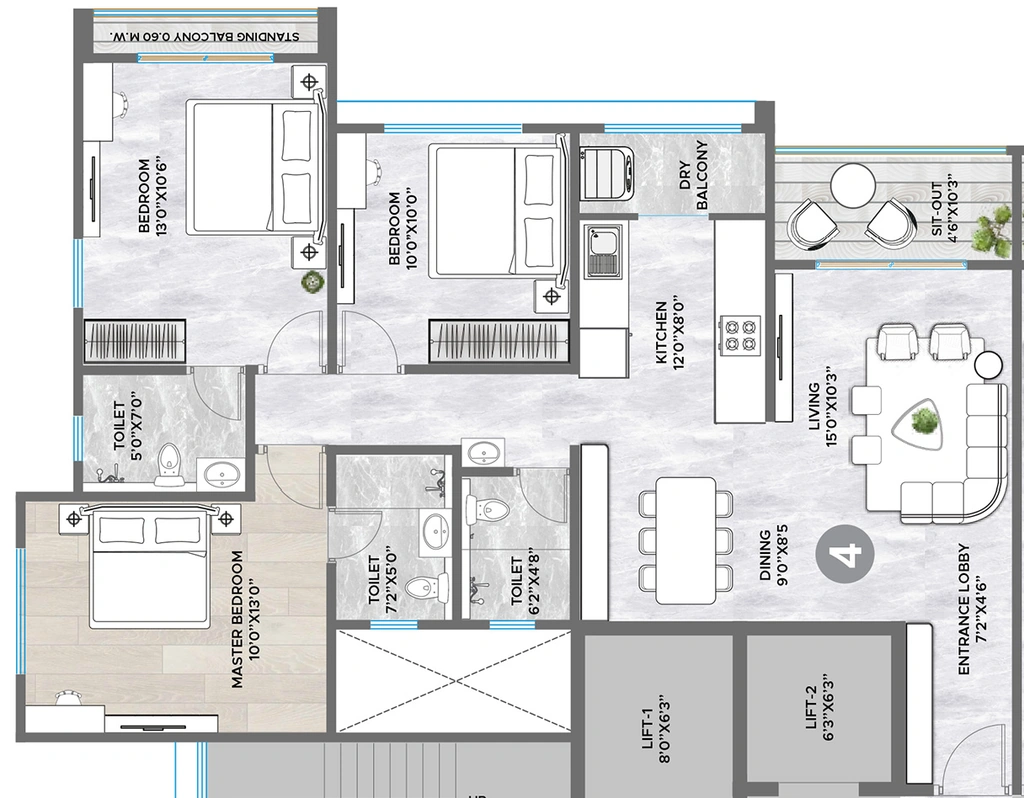 3 BHK Flat in Dynamic Solitaire in Undri, Pune - Image 911942