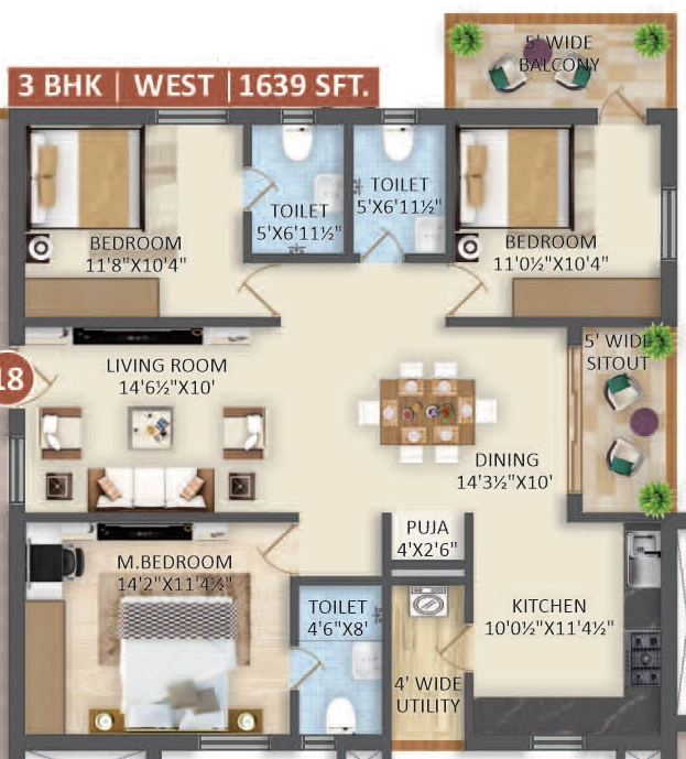 3 BHK Flat in Palmyra Meadows in Suchitra, Hyderabad - Image 912029