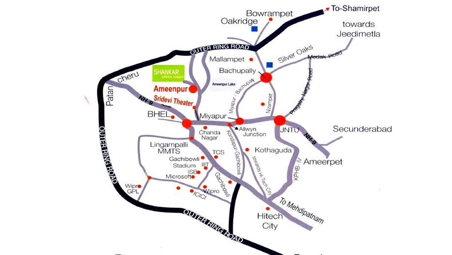 Location of PVNR Shankar Green Homes in Chandanagar, Hyderabad - Image 389223