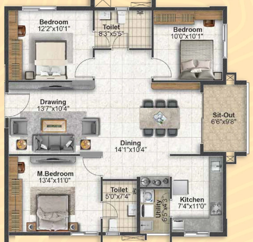 3 BHK Flat in Revasa Aura in Isnapur, Hyderabad - Image 912034
