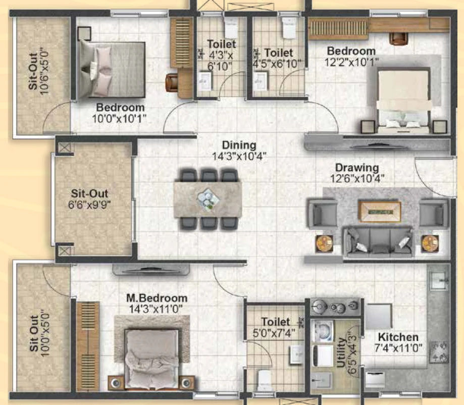 3 BHK Flat in Revasa Aura in Isnapur, Hyderabad - Image 912035