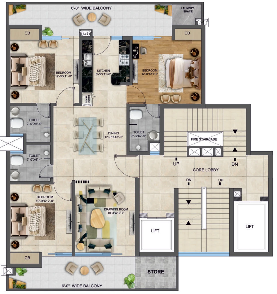 3 BHK Flat in Amarsons Galaxy Towers in Mohali, Chandigarh - Image 911822