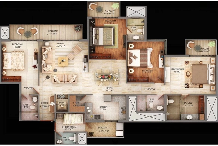 4 BHK Flat in Homeland Heights in Mohali, Chandigarh - Image 911826
