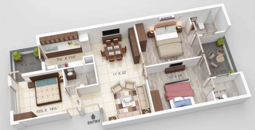 3 BHK Flat in Omega City in Mohali, Chandigarh - Image 911833