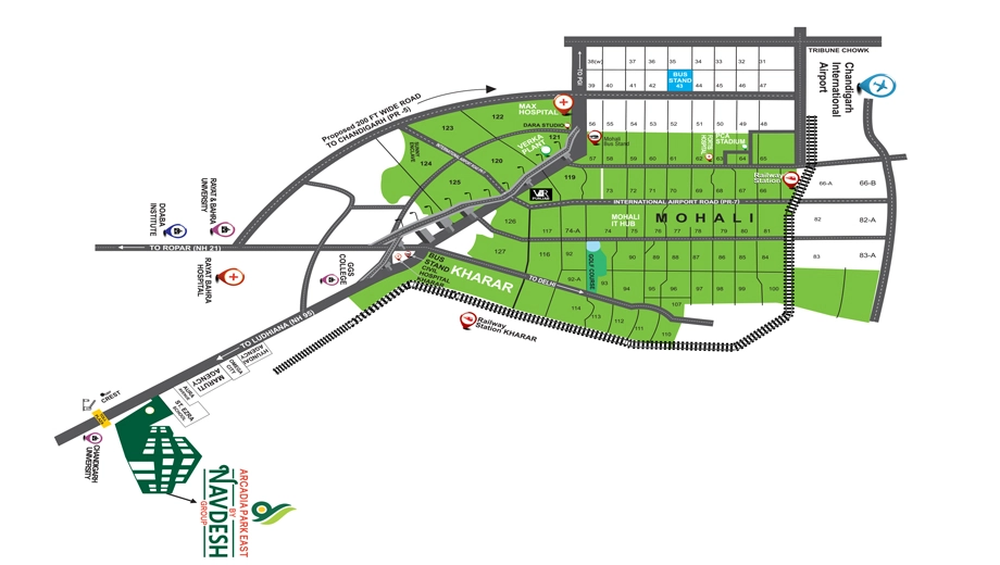 Location of Navdesh Park East in Mohali, Chandigarh - Image 388798