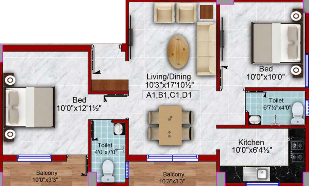 2 BHK Flat in Shree Sai Krishna Elite in Sholinganallur, Chennai - Image 911843