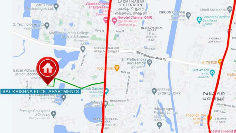 Location of Shree Sai Krishna Elite in Sholinganallur, Chennai - Image 388823