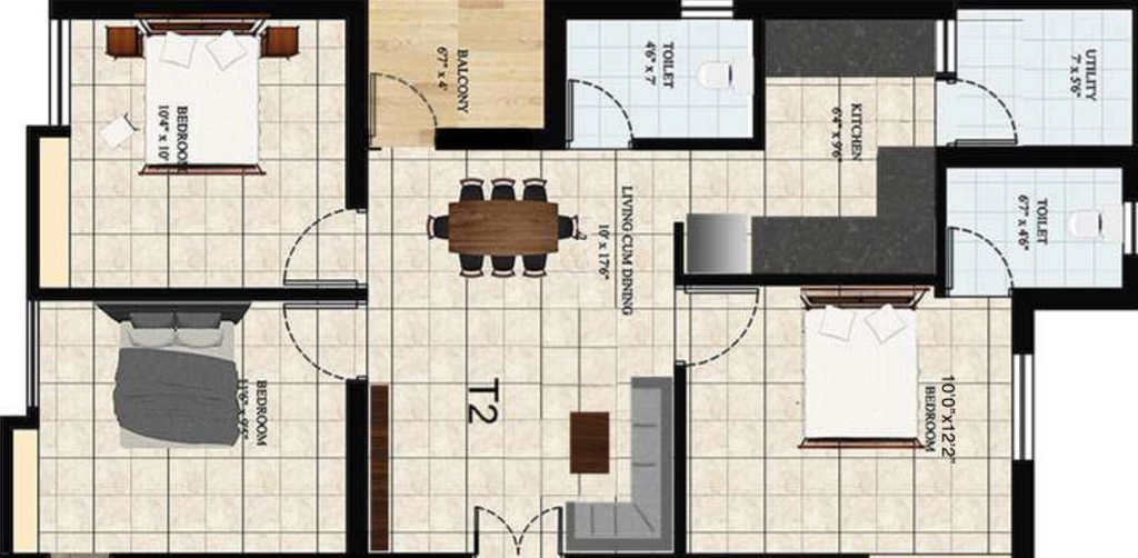 3 BHK Flat in SKI Mothers Square in Pallavaram, Chennai - Image 911849
