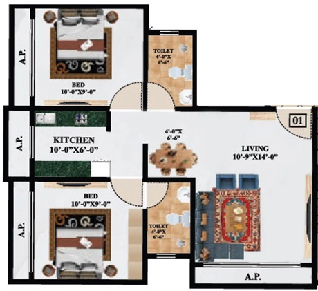 2 BHK Flat in Elite Tower in Nalasopara West, Palghar - Image 912905