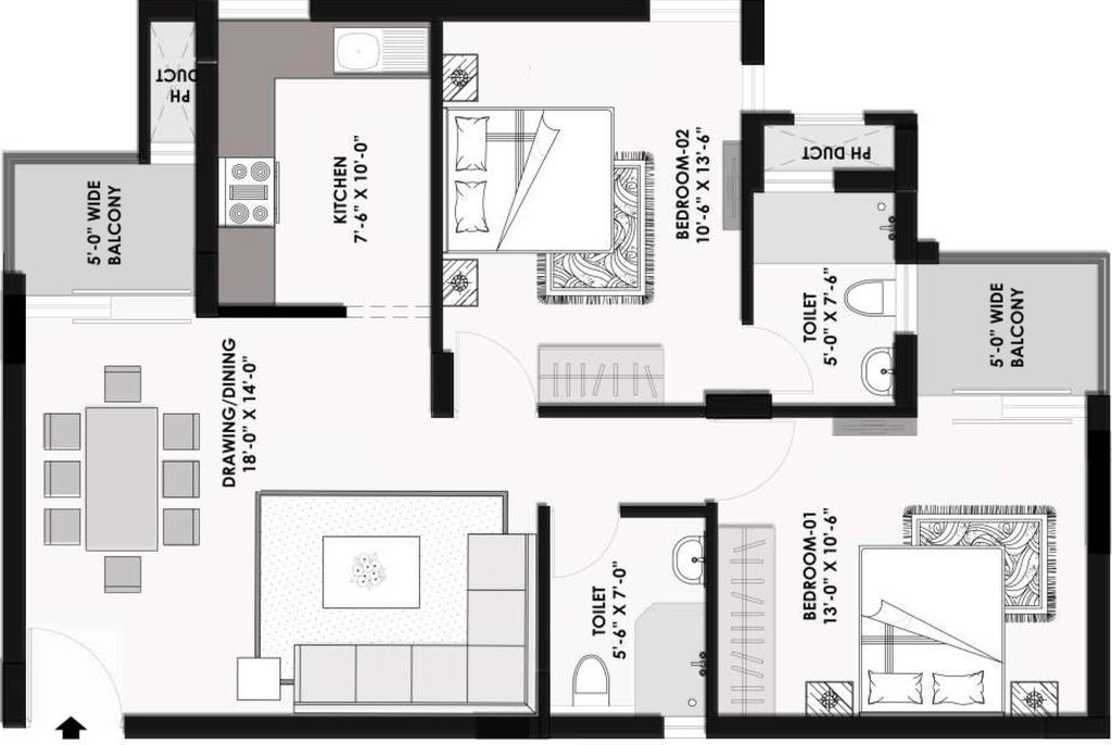 2 BHK Flat in Ubber Mews Gate in Mohali, Chandigarh - Image 911850