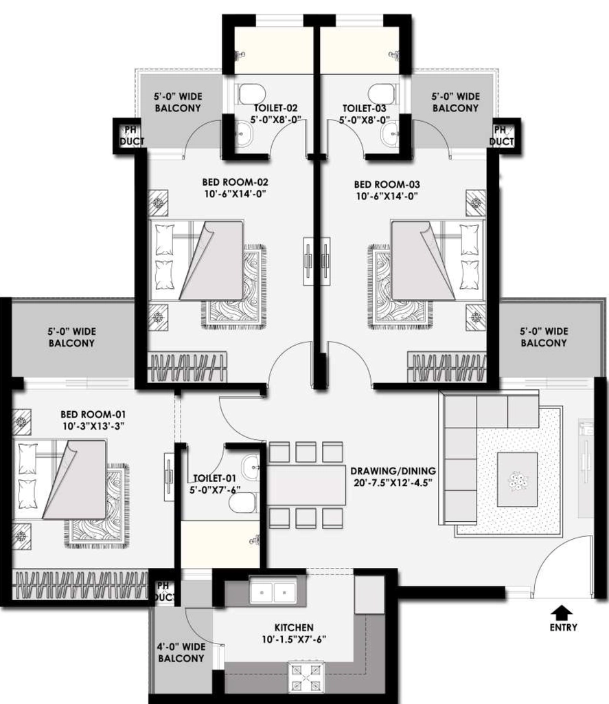 3 BHK Flat in Ubber Mews Gate in Mohali, Chandigarh - Image 911853