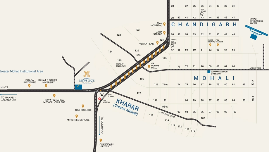 Location of Ubber Mews Gate in Mohali, Chandigarh - Image 388864