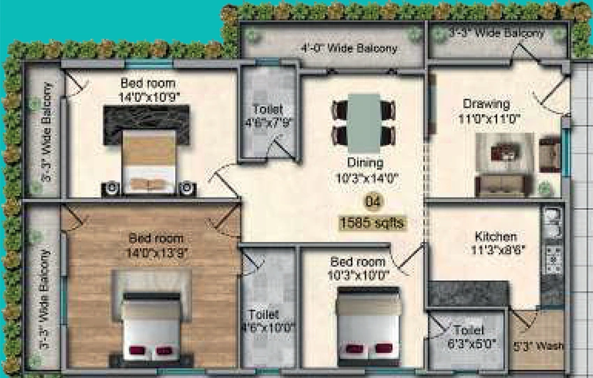 3 BHK Flat in S2K Futnani Towers in Suchitra, Hyderabad - Image 912081