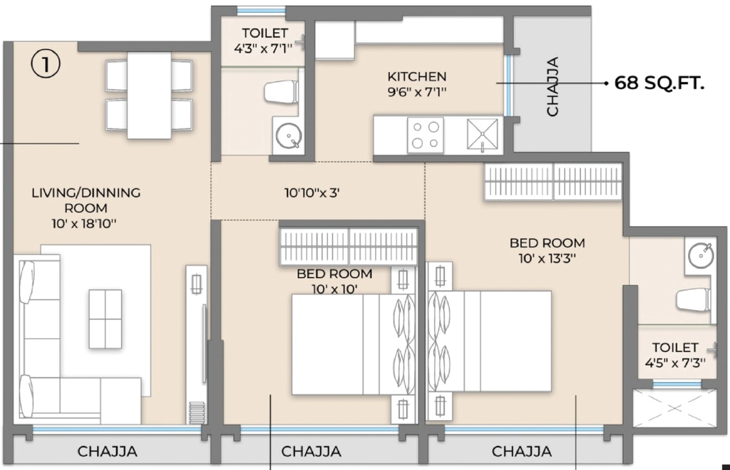 2 BHK Flat in Modirealty Olive in Malad West, Mumbai - Image 912982