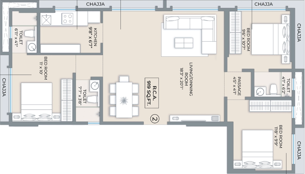 3 BHK Flat in Modirealty Olive in Malad West, Mumbai - Image 912983