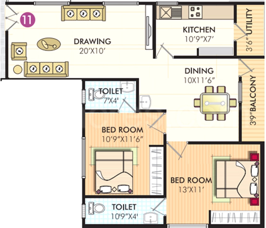 2 BHK Flat in Surya Classic in Gajulramaram, Hyderabad - Image 912105