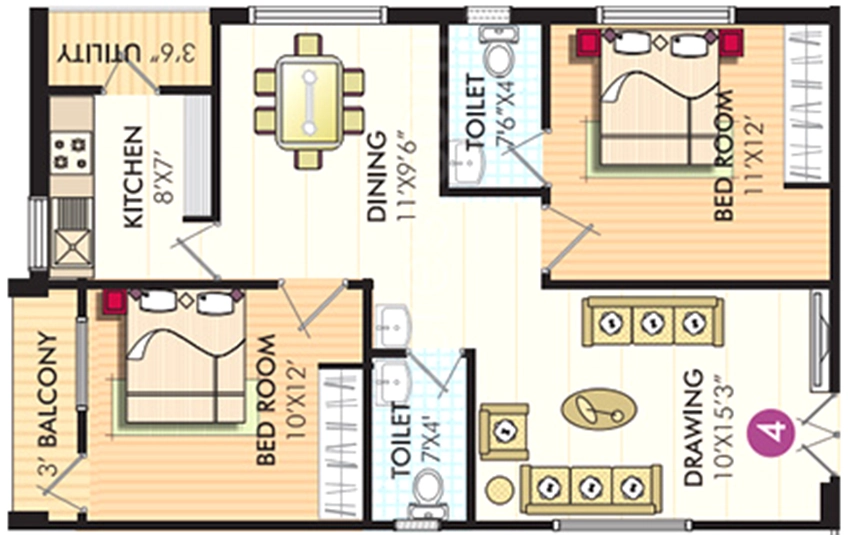 2 BHK Flat in Surya Classic in Gajulramaram, Hyderabad - Image 912104