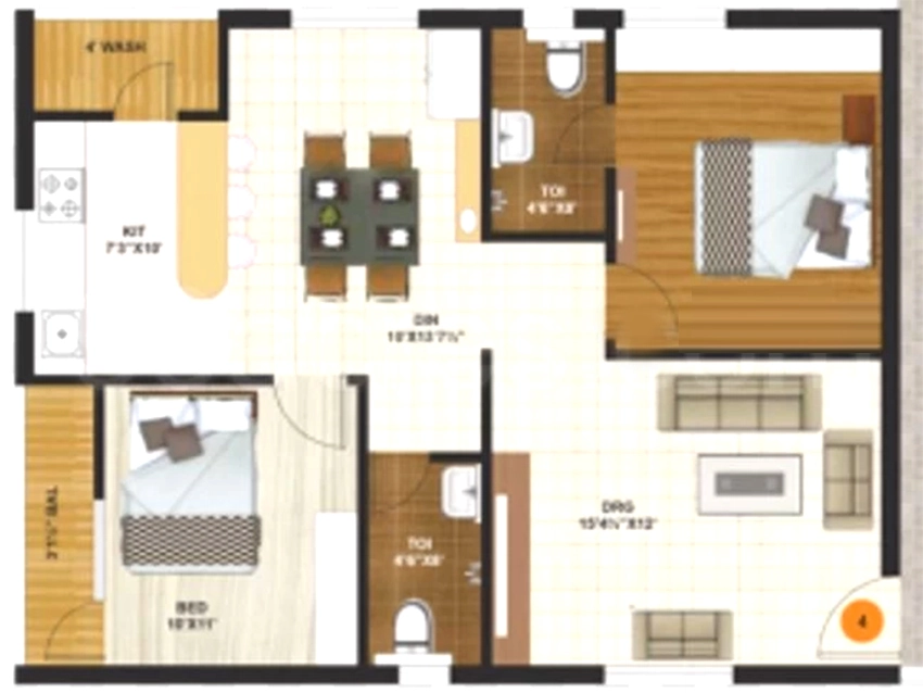 2 BHK Flat in Vedamsa Skanda Srinivasam in Isnapur, Hyderabad - Image 912114