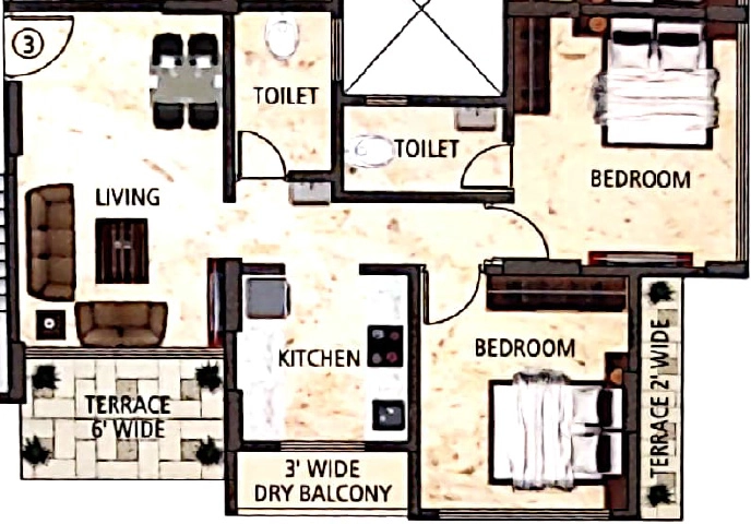 2 BHK Flat in Crescent Gagangiri Vihar Complex in Khopoli, Navi Mumbai - Image 912212