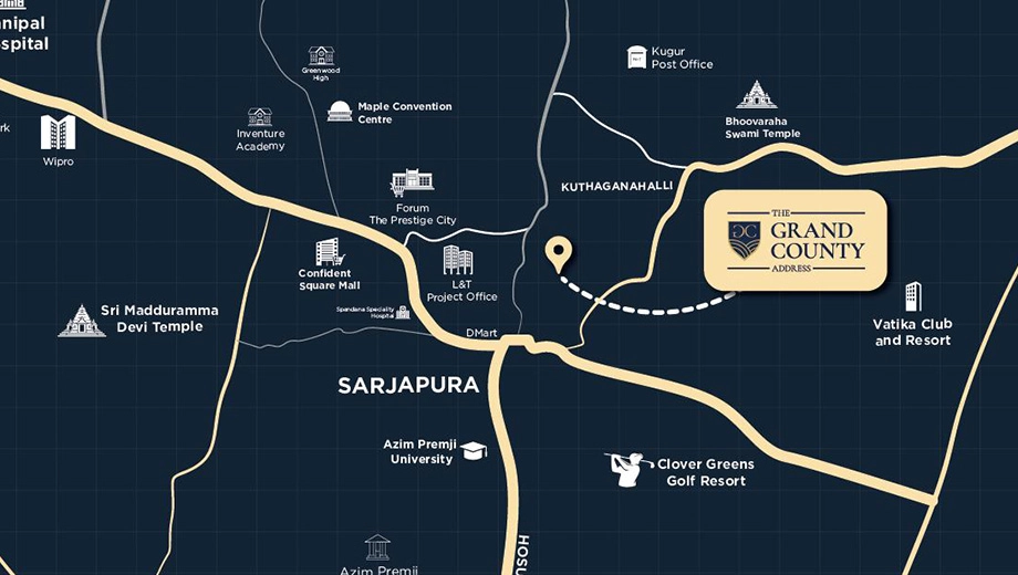Location of The Grand County Address in Sarjapur, Bangalore - Image 389016