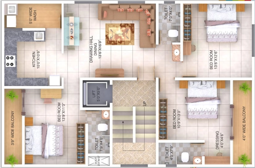 3 BHK Flat in Pravin Sai Orchid Kamal in Ajni, Nagpur - Image 911948