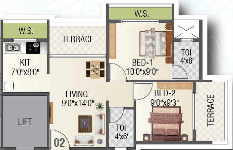 2 BHK Flat in Krishna Valley Phase 2 in Khopoli, Navi Mumbai - Image 912193