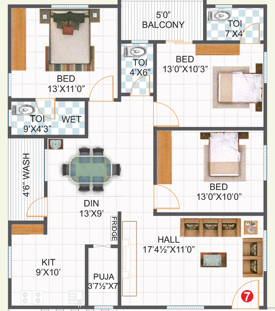 3 BHK Flat in Hari Hara Hallmark in Bachupally, Hyderabad - Image 912134