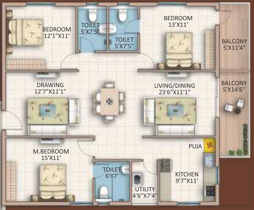 3 BHK Flat in Hari Hara Luxe in Mallampet, Hyderabad - Image 912281