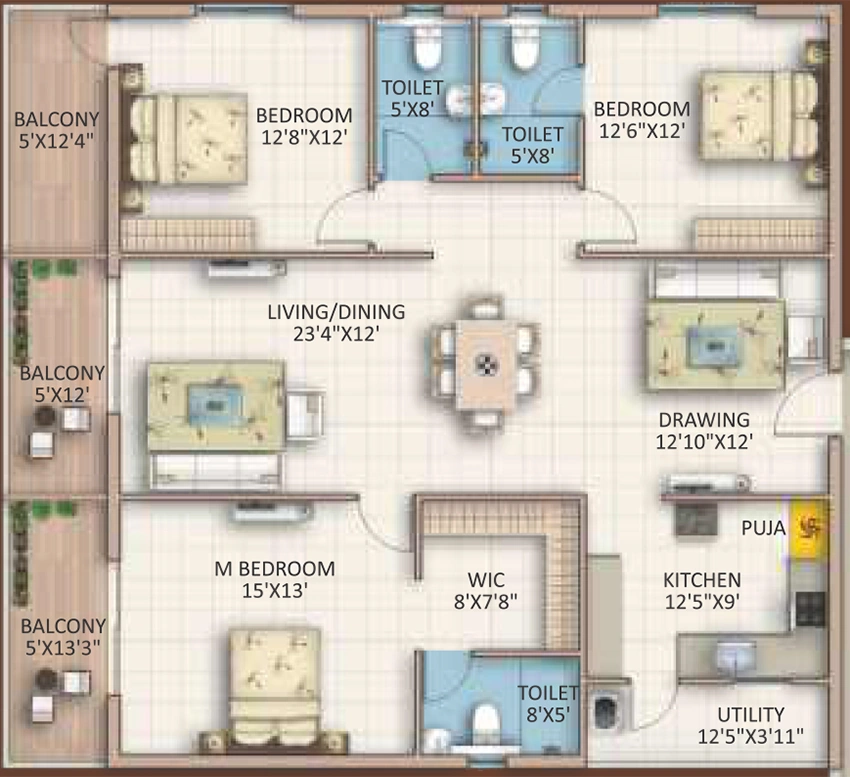 3 BHK Flat in Hari Hara Luxe in Mallampet, Hyderabad - Image 912282