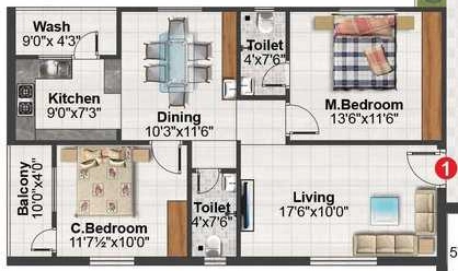 2 BHK Flat in KPC Lakshmi Praneetham in Nizampet, Hyderabad - Image 912284