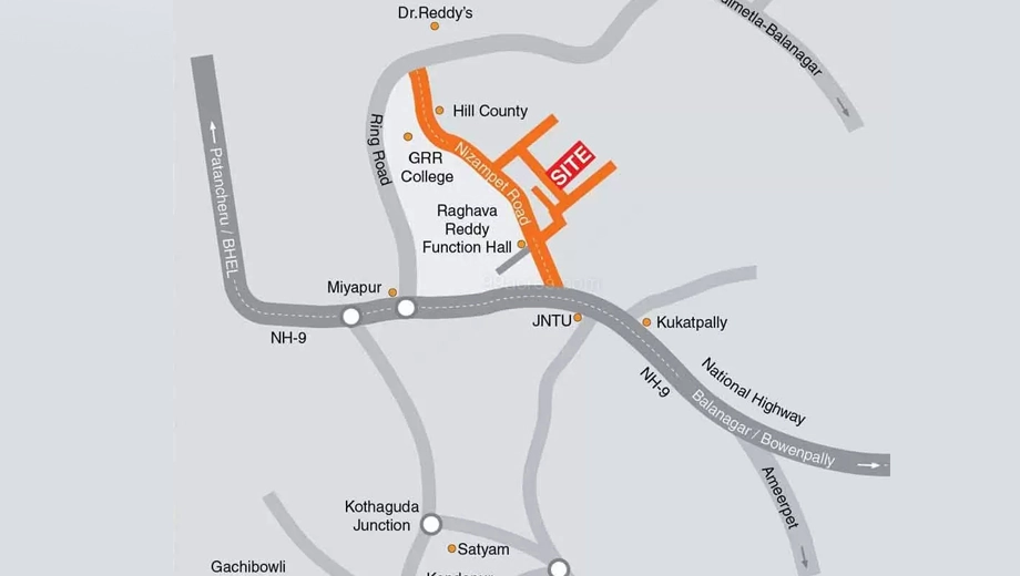 Location of KPC Lakshmi Praneetham in Nizampet, Hyderabad - Image 389953